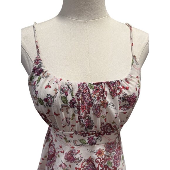 Y2K Babydoll White Pink Floral Fairy Romance Asymmetrical Cami Top Womens Medium - Picture 4 of 9